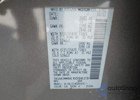 2013 Nissan Pathfinder Platinum from USA, damaged, VIN 5N1AR2MM8DC609629